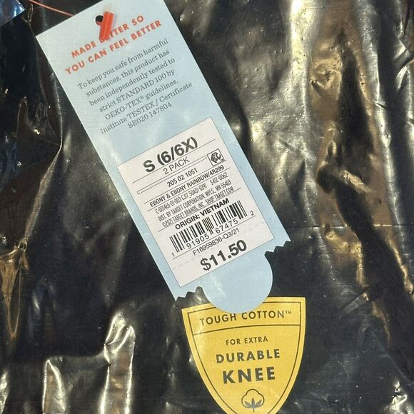 Lot of 2 2-Pack Cat & Jack Girls Size S 6/6X Pull-on Leggings Black Stars NWT - Picture 2 of 5